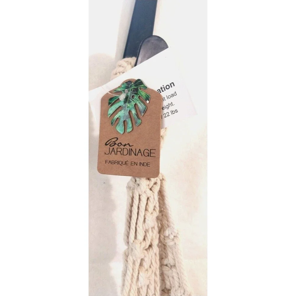 NWT Boho Macrame - Hanging Plant Holder Bucket- 37” Long